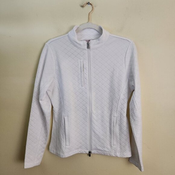 Peter Millar White Quilted Full Zip Golf Jacket Size M - Picture 2 of 9